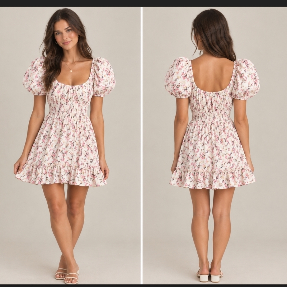 NSR Floral Puff Sleeve Dress Size Medium